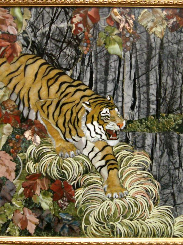 Landscape with a tiger in the autumn forest